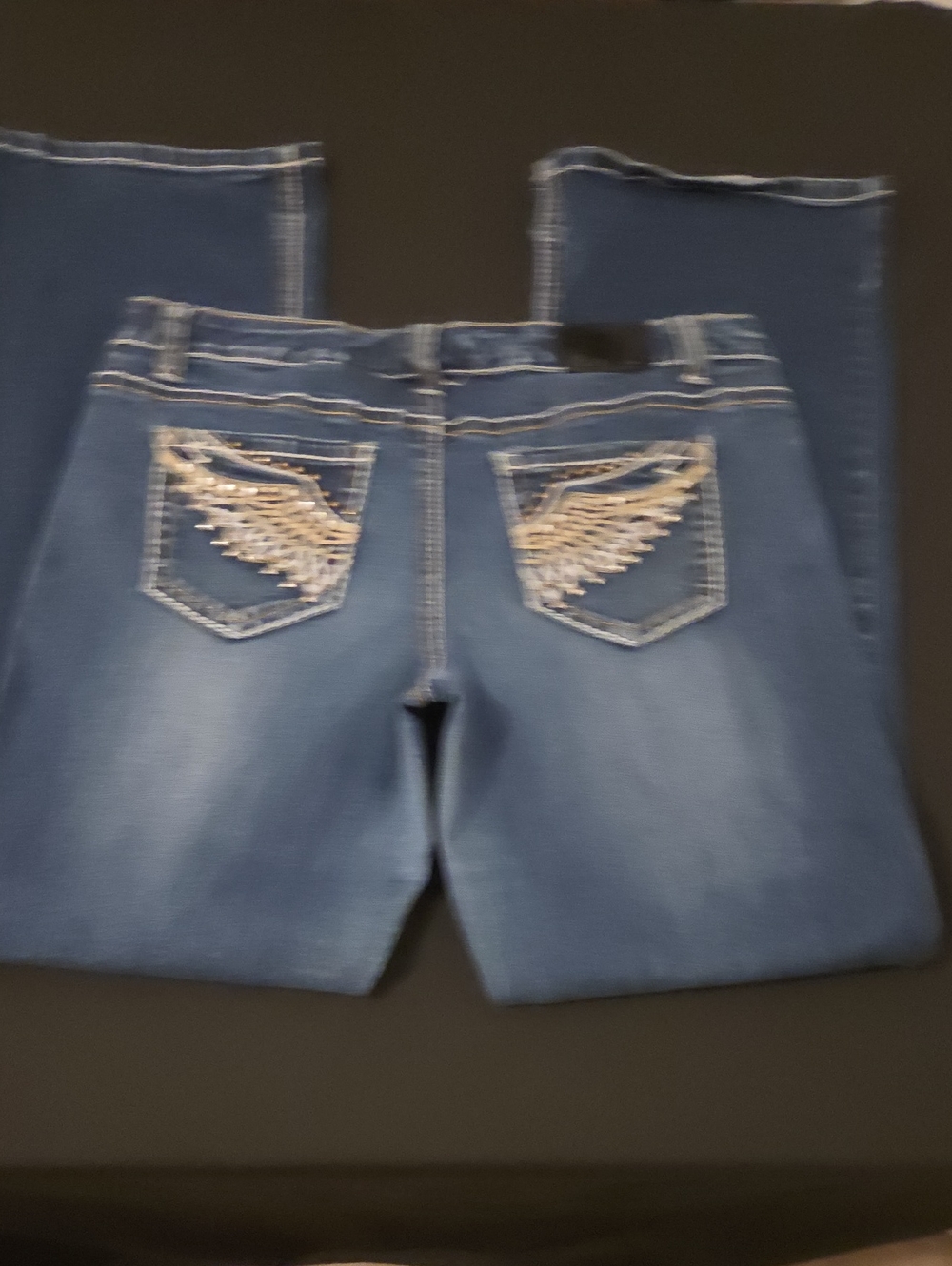 Women's Blue Boot-Cut Jeans with Embroidered Back Pockets